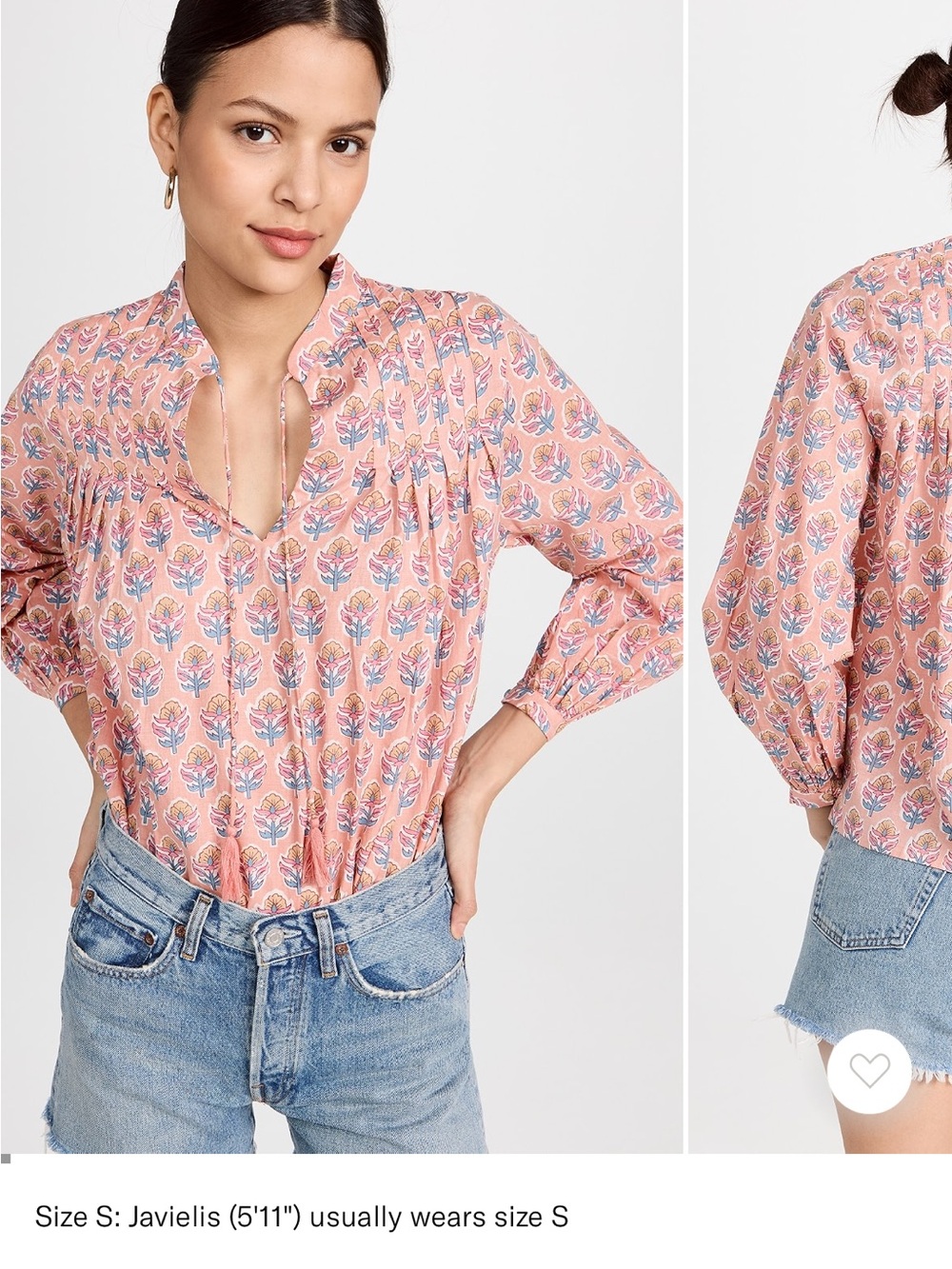Marea Elizabeth Peasant Blouse in Pink Floral